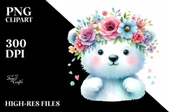 cute Polar Bear with Flower Crown | Clipart Product Image 1
