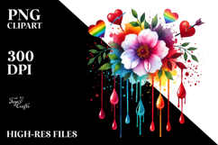 Colorful Flower with Blood and Hearts PNG Product Image 2