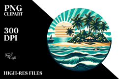 Retro Island Beach, White PNG Product Image 2