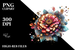Abstract Golden Zinnia Watercolor | Sublimation | Clipart Product Image 2