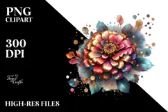 Abstract Golden Zinnia Watercolor | Sublimation | Clipart Product Image 2