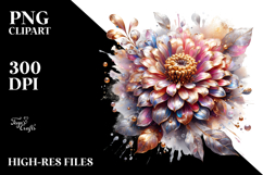 Abstract Golden Zinnia Watercolor | Sublimation | Clipart Product Image 2