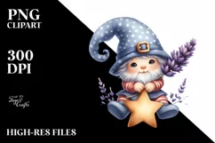 Cute Baby Gnome with Lavender PNG Product Image 2