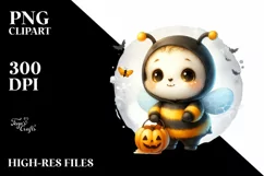 Cute Baby Bee Standing on Flower, Transparent PNG Product Image 1