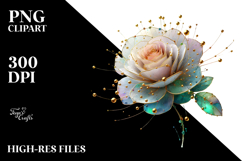 Red Rose with Golden Insertions PNG Product Image 2