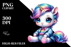 Vibrant Cute Baby Unicorn PNG Product Image 2