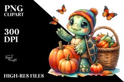 Baby Turtle Holding Autumn Vegetables | Clipart Product Image 3