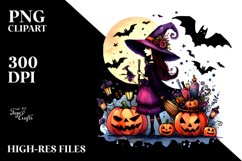 Witch Halloween Scene Sublimation Clipart Product Image 1