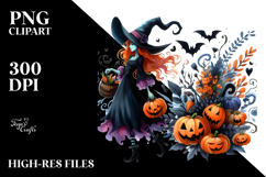 Witch Halloween Scene Sublimation Clipart Product Image 2