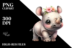 Cute Baby Rhino in Beachwear PNG Product Image 2