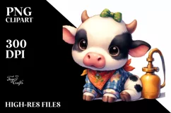 Vibrant Baby Cow Watercolor Drawing Sublimation Clipart Product Image 3