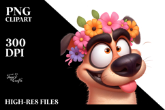 Cartoony Dog with Flower Crown PNG Product Image 2