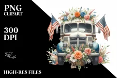 Vintage Bus USA Flag Flowers Product Image 3