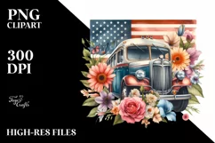 Vintage Bus USA Flag Flowers Product Image 3