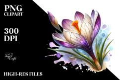 Stained Crocus Watercolor | Sublimation | Clipart Product Image 2