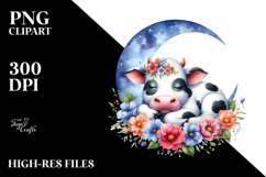 Sleeping Moon Sticker Clipart Product Image 2
