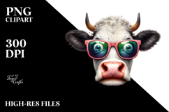 Enigmatic Cow with Sunglasses PNG Product Image 2