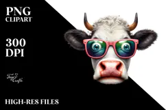 Enigmatic Cow with Sunglasses PNG Product Image 2