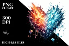 Watercolor Heart Fire Ice PNG Product Image 2