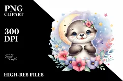 Colorful Sea Otter | Moon Stars | Clipart Product Image 3