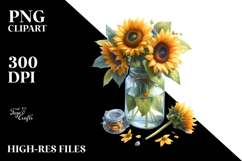 Jar Sunflower Illustration Sublimation Clipart Product Image 2