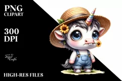 Watercolor Expressive Cow in Shoes | Clipart Product Image 1