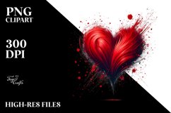 Red Paintbrush Style Heart, Watercolor PNG Product Image 2