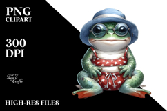 Cute Baby Frog in Beachwear, PNG Product Image 2