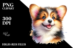 Happy Pembroke Welsh Corgi, Watercolor PNG Product Image 2