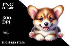 Happy Pembroke Welsh Corgi, Watercolor PNG Product Image 2