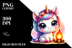 Vibrant Cute Unicorn with Campfire PNG Product Image 2