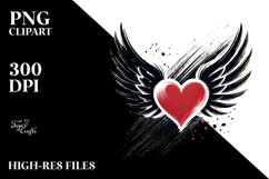 Simple Heart with Wings PNG Product Image 2