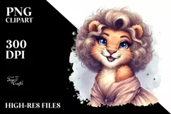 Funny Lion Diva Look Watercolor Clipart Product Image 1
