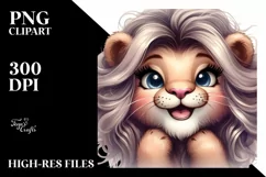 Funny Lion Diva Look Watercolor Clipart Product Image 1