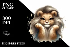 Funny Lion Diva Look Watercolor Clipart Product Image 1
