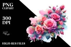 Layered Pink Roses Frame Watercolor | Sublimation | Clipart Product Image 2