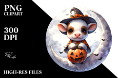 Cute Baby Cow Standing on Moon, Transparent PNG Product Image 2