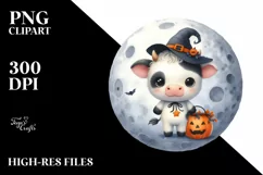 Cute Baby Cow Halloween PNG Product Image 3