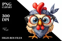 Goofy Rooster Chick with Bandana PNG Product Image 3