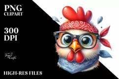 Funny Rooster Chick Bandana | Sublimation | Clipart Product Image 1