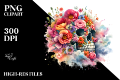 Skull with Spring Flowers PNG Product Image 2