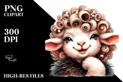 Whimsical Lamb Vintage Look Watercolor Clipart Product Image 1