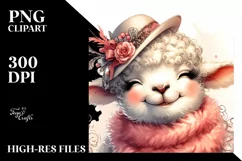 Whimsical Lamb Vintage Look Watercolor Clipart Product Image 3