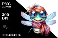 Dragonfly Silk Scarf Watercolor Clipart Product Image 3