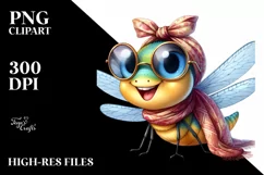 Dragonfly Silk Scarf Watercolor Clipart Product Image 1