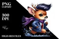 Watercolor Vibrant Drawing of a Cute Baby Deer Running, Product Image 2