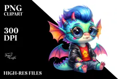 Cute Baby Dragon Watercolor PNG Product Image 2