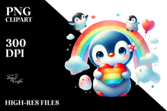 Colorful Baby Penguin with Heart PNG Product Image 2
