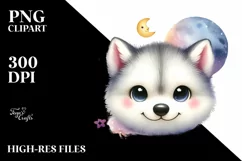 Colorful Small Baby Arctic Wolf with Moon and Stars | Product Image 3