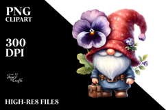 Gnome with Pansy on Shoulder PNG Product Image 2
